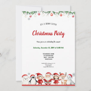 watercolor cute red and green christmas party invitation