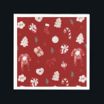 Watercolor Cute Red Christmas Winter Baby Shower Napkin<br><div class="desc">Watercolor Cute Red Christmas Winter Baby Shower Napkins</div>