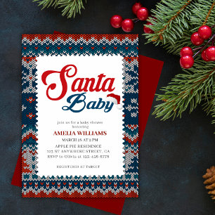 Watercolor cute red Santa baby baby shower Invitation