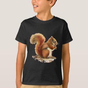 Watercolor Cute Red Squirrel Animal Nature T-Shirt