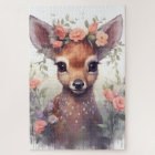 Watercolor Cute  Reindeer floral Puzzle  Woodland 