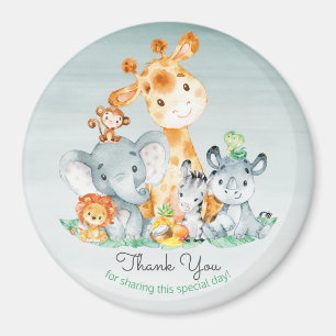Watercolor Cute Safari Jungle Animals Thank You Magnet