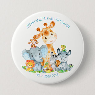 Watercolor Cute Safari Jungle Baby Shower 7.5 Cm Round Badge