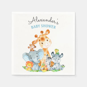 Watercolor Cute Safari Jungle Baby Shower Napkin