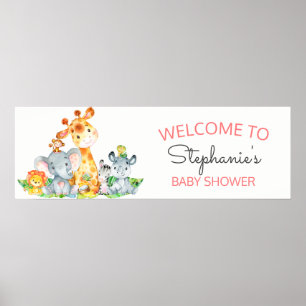 Watercolor Cute Safari Jungle Baby Shower Poster