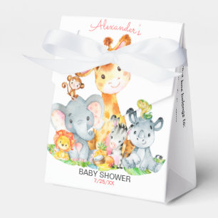 Watercolor Cute Safari Jungle Girl Baby Shower Favour Box
