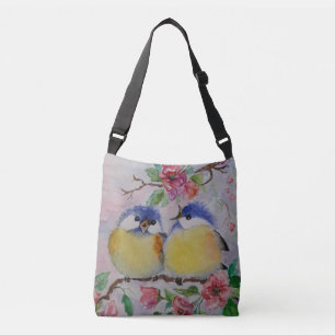 Watercolor - Cute Sparrows - Crossbody Bag