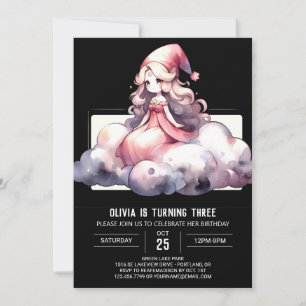 Watercolor Cute Wizard Birthday Invitation