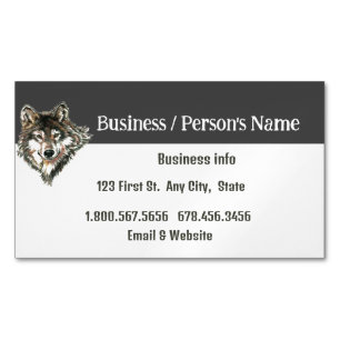 Watercolor Cute Wolf, Wolves Wildlife Animal Magnetic Business Card