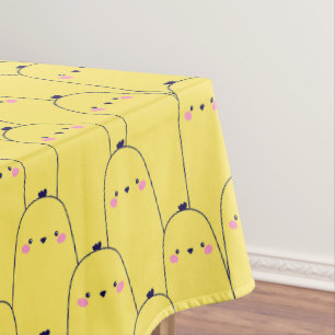Watercolor Cute Yellow Chick & Bunny Pattern Tablecloth