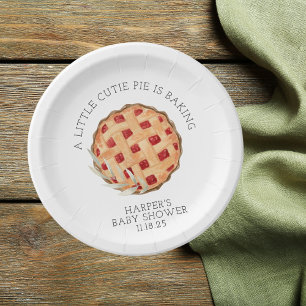 Watercolor Cutie Pie Baking Baby Shower Paper Plate
