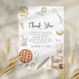 Watercolor Cutie Pie Baking Baby Shower Thank You Card