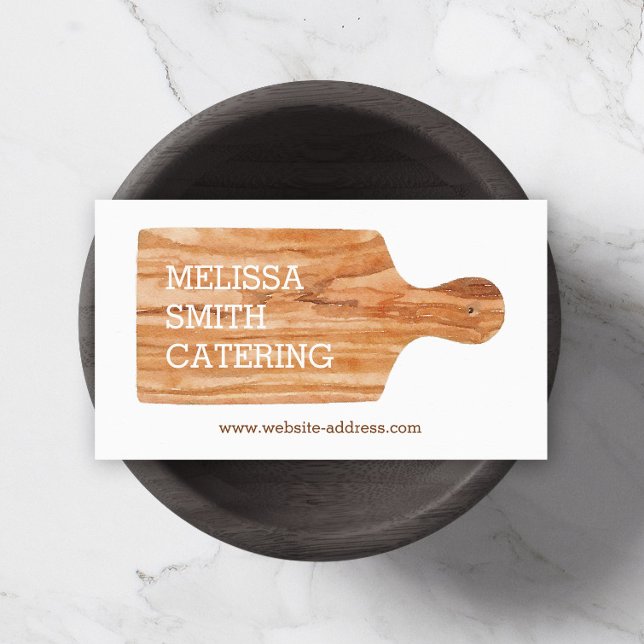 Watercolor Cutting Board Catering Chef Logo Business Card (Creator Uploaded)