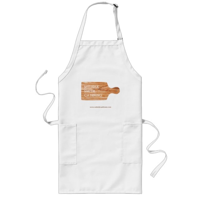 Watercolor Cutting Board Catering Chef Logo Long Apron (Front)
