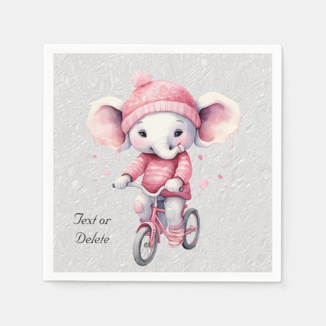 Watercolor Cycling Elephant Napkins (Front)