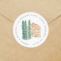 Watercolor Cypress Trees Return Address