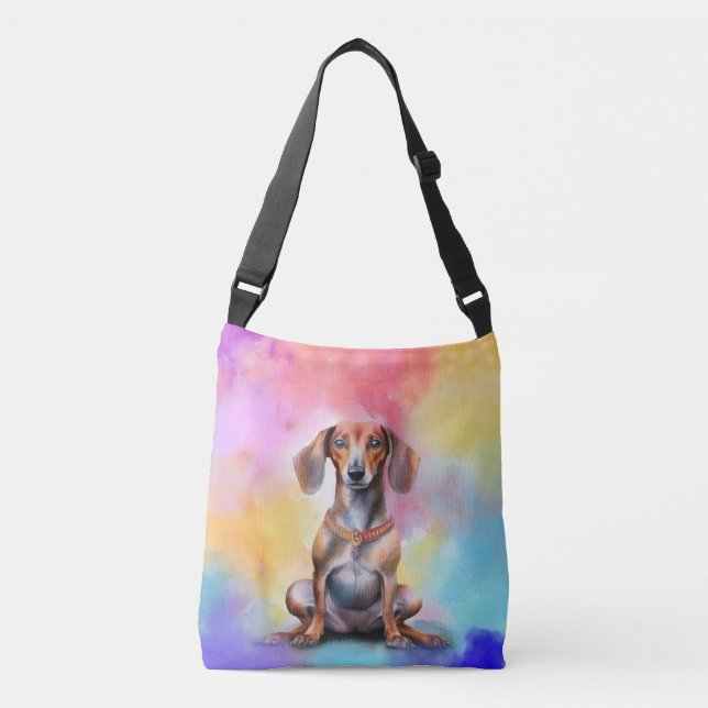 Watercolor Dachshund  Crossbody Bag (Front)