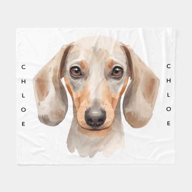 Watercolor Dachshund Dog Blanket – Cozy Pet Crate (Front (Horizontal))