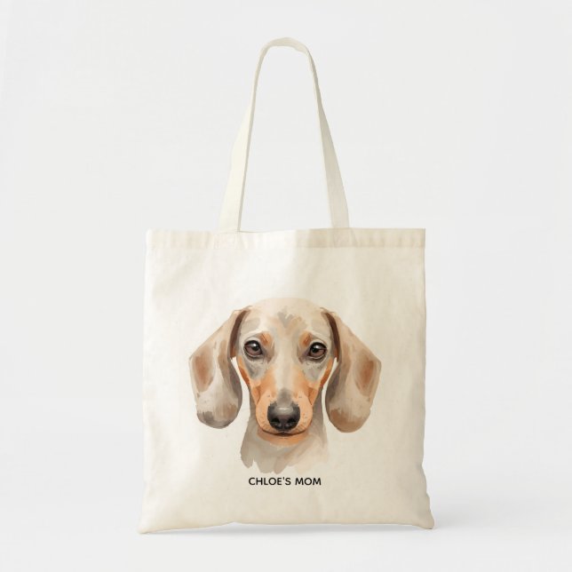 Watercolor Dachshund Dog Lover Tote Bag – Artistic (Front)