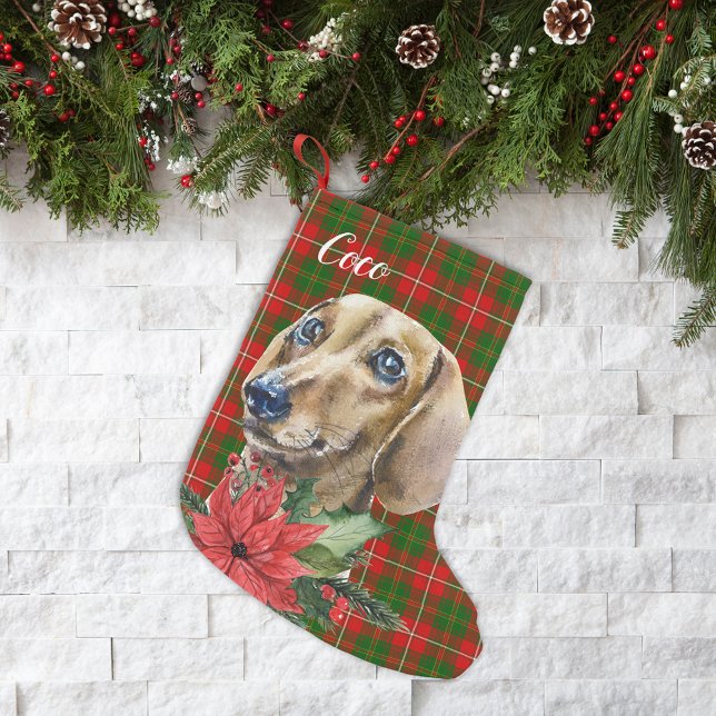 Watercolor Dachshund Dog Personalised   Small Christmas Stocking (Creator Uploaded)