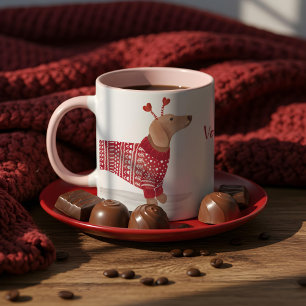 Watercolor Dachshund Dog Valentine's Day Sweater Mug