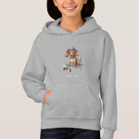 Watercolor Dachshund Kids Pullover Hoodie
