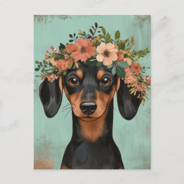 Watercolor Dachshund Postcard  (Front)