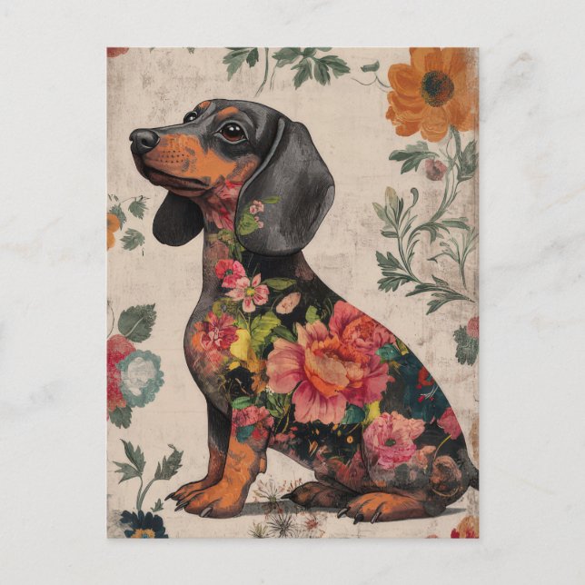 Watercolor Dachshund Postcard  (Front)