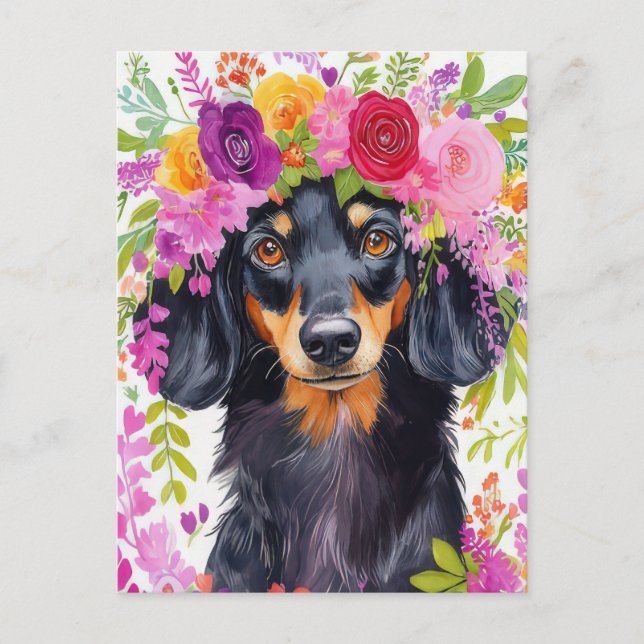 Watercolor Dachshund Postcard  (Front)