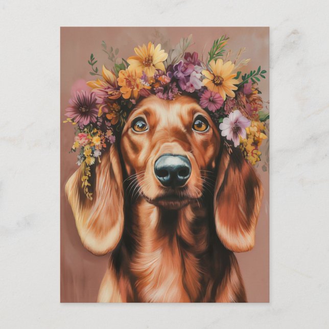 Watercolor Dachshund Postcard  (Front)
