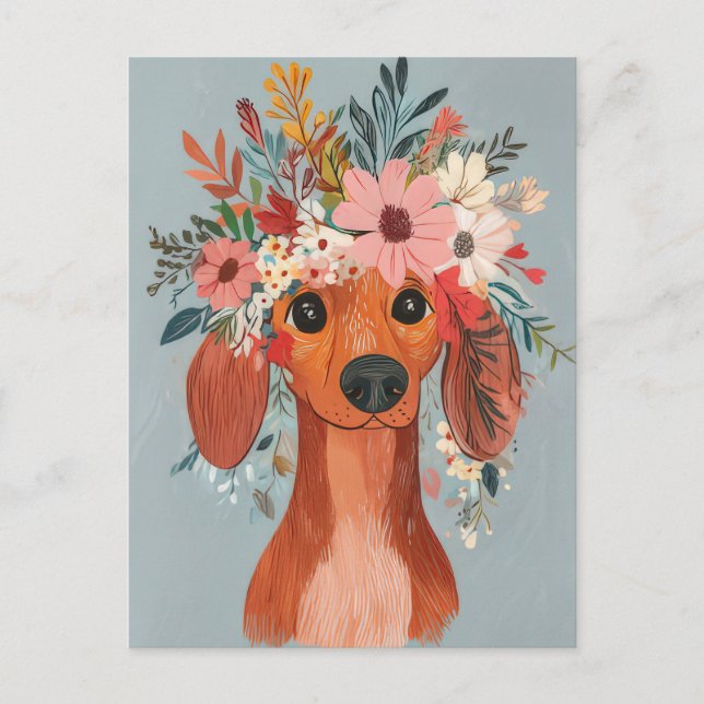 Watercolor Dachshund Postcard  (Front)
