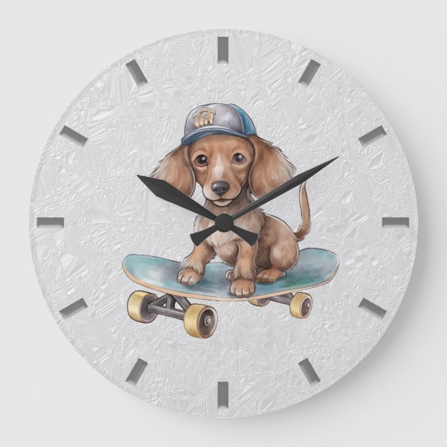 Watercolor Dachshund Wall Clock (Front)