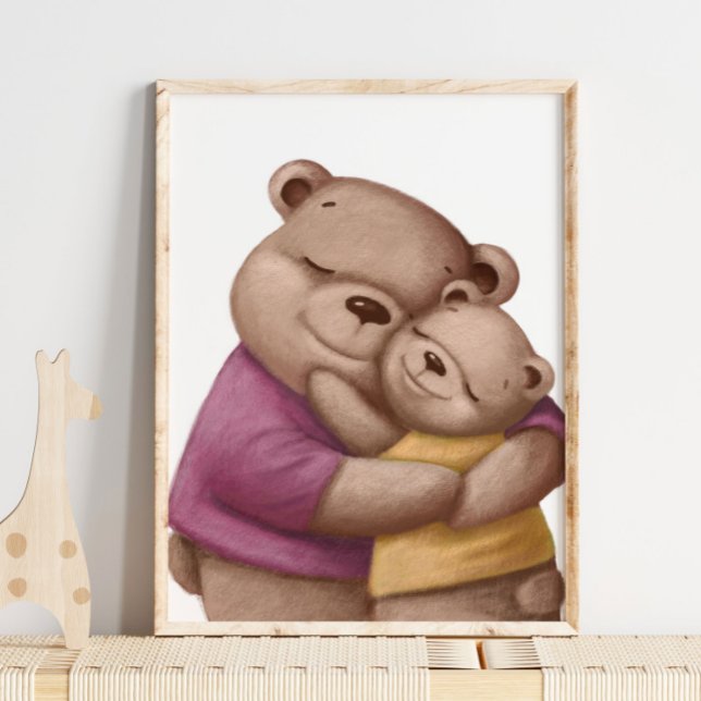 Watercolor Daddy Bear Hug | Bear Wall Print (Creator Uploaded)