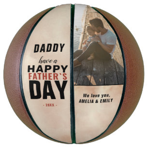 Watercolor Daddy Happy Father`s Day Photo Basketball
