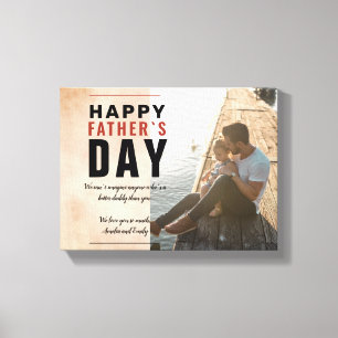 Watercolor Daddy Happy Father`s Day Photo   Canvas Print