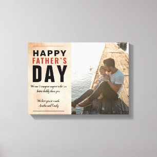 Watercolor Daddy Happy Father`s Day Photo   Canvas Print