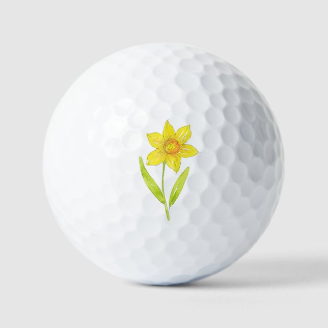 Watercolor Daffodil 2 Golf Balls (Front)