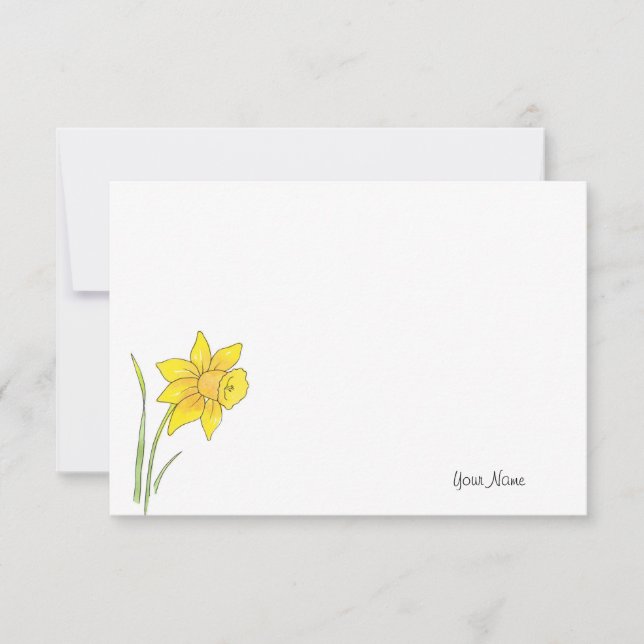 Watercolor Daffodil Card (Front)