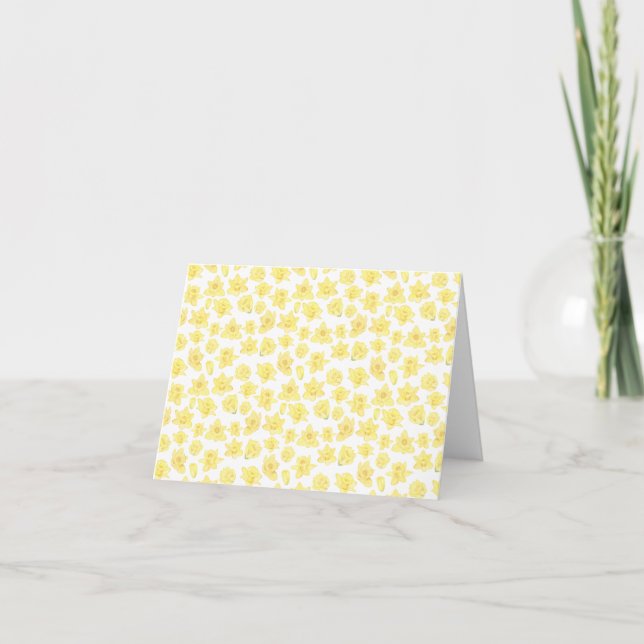 Watercolor Daffodil Ditzy Floral Patterned Card (Front)