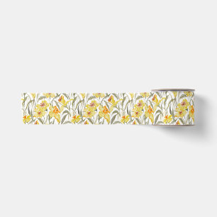 Watercolor Daffodil Floral Garden Spring Satin Ribbon