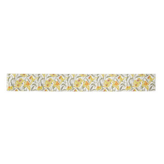 Watercolor Daffodil Floral Garden Spring Satin Ribbon
