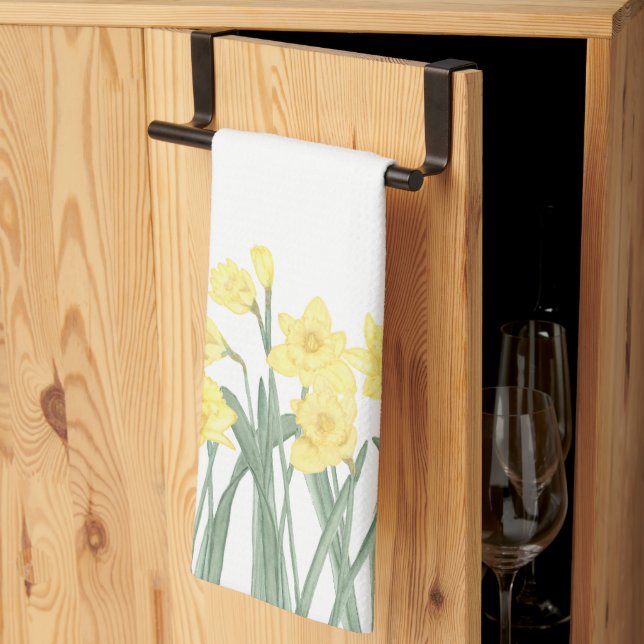 Watercolor Daffodil Tea Towel (Thirds Fold)