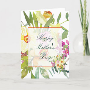 Watercolor daffodils custom Mother's Day Holiday Card