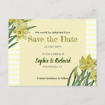 Watercolor Daffodils Flower Portrait Save The Date Announcement Postcard