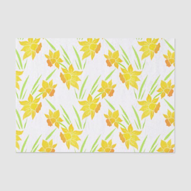 Watercolor Daffodils Pattern Tissue Paper (Front)