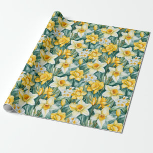 Watercolor Daffodils Wrapping Paper Roll