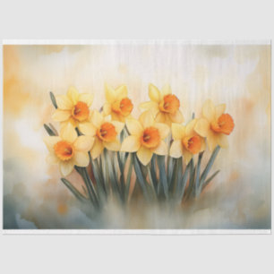 Watercolor Daffodils Yellow and Green Decoupage Tissue Paper