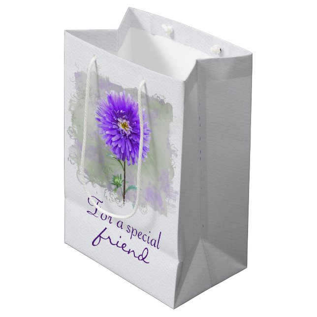 Watercolor Dahlia  for Friend Medium Gift Bag (Front Angled)