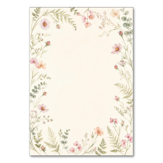 Watercolor Dainty Floral Wedding Table Number