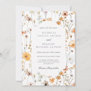 Watercolor Dainty Flowers Wedding Invitation